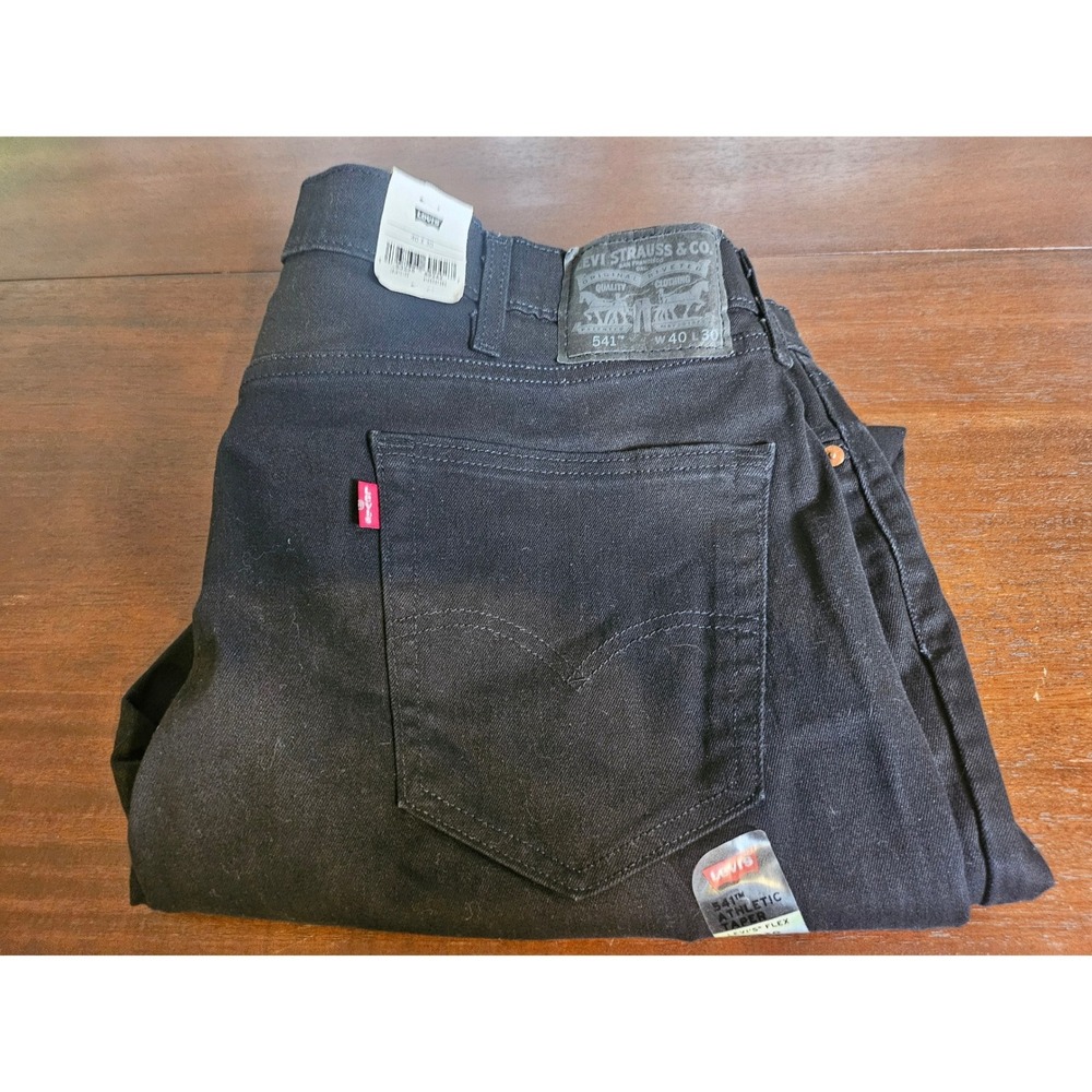 Levi's 541 Athletic Taper Jeans Mens 40x30 Black Stretch Denim Levi Flex NWT